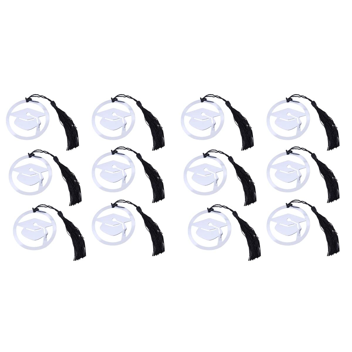 20 Pcs Silver Stainless Steel Doctoral Shaped Bookmark with Black Tassel - Graduation Gifts for Students, Teachers, Academic Achievements - Perfect for Graduation Party Decor, School Events & Study Accessories