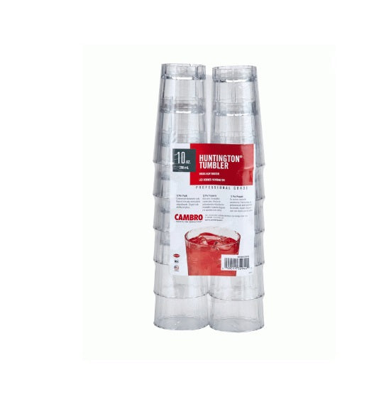 Cambro 12 Oz Clear Plastic Tumblers - 12 Pack Bulk Disposable Drink Cups for Restaurants, Cafes, and Catering Events