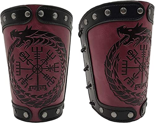 Jormungandr Leather Bracers-burgundy(2pcs)