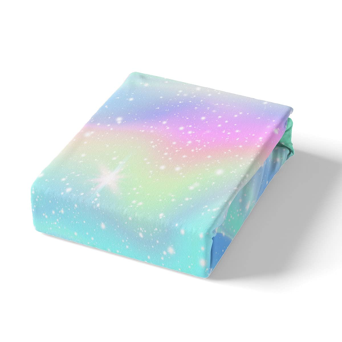 Erosebridal Galaxy Bed Sheet Set for Kids - Full Size Ombre Gradient Space Star Glitter Fitted Sheet, Rainbow Pastel Flat Sheet & Tie Dye Pillowcases (4pc) - Perfect for Girls, Boys & Women's Bedrooms, Dorm Rooms & Space-Themed Decor