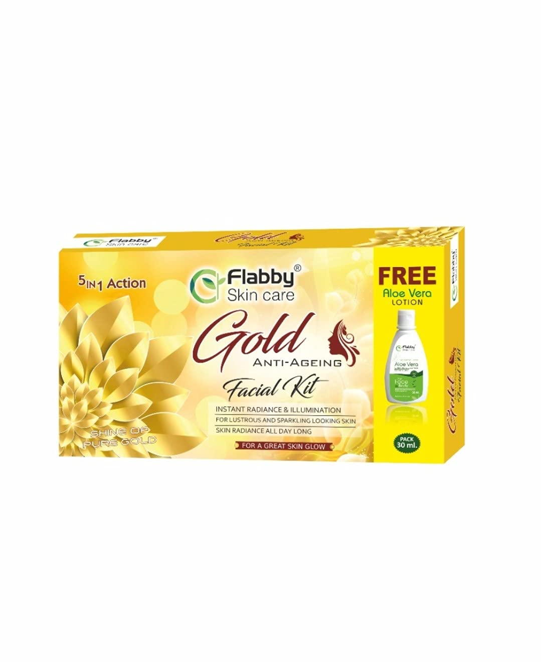 Premium Gold Skin Care Kit - Brightening & Firming Facial Treatment for All Skin Types with Free 5-in-1 Aloe Vera Lotion | Anti-Aging Solution for Glowing Skin at Home Spa & Special Occasions