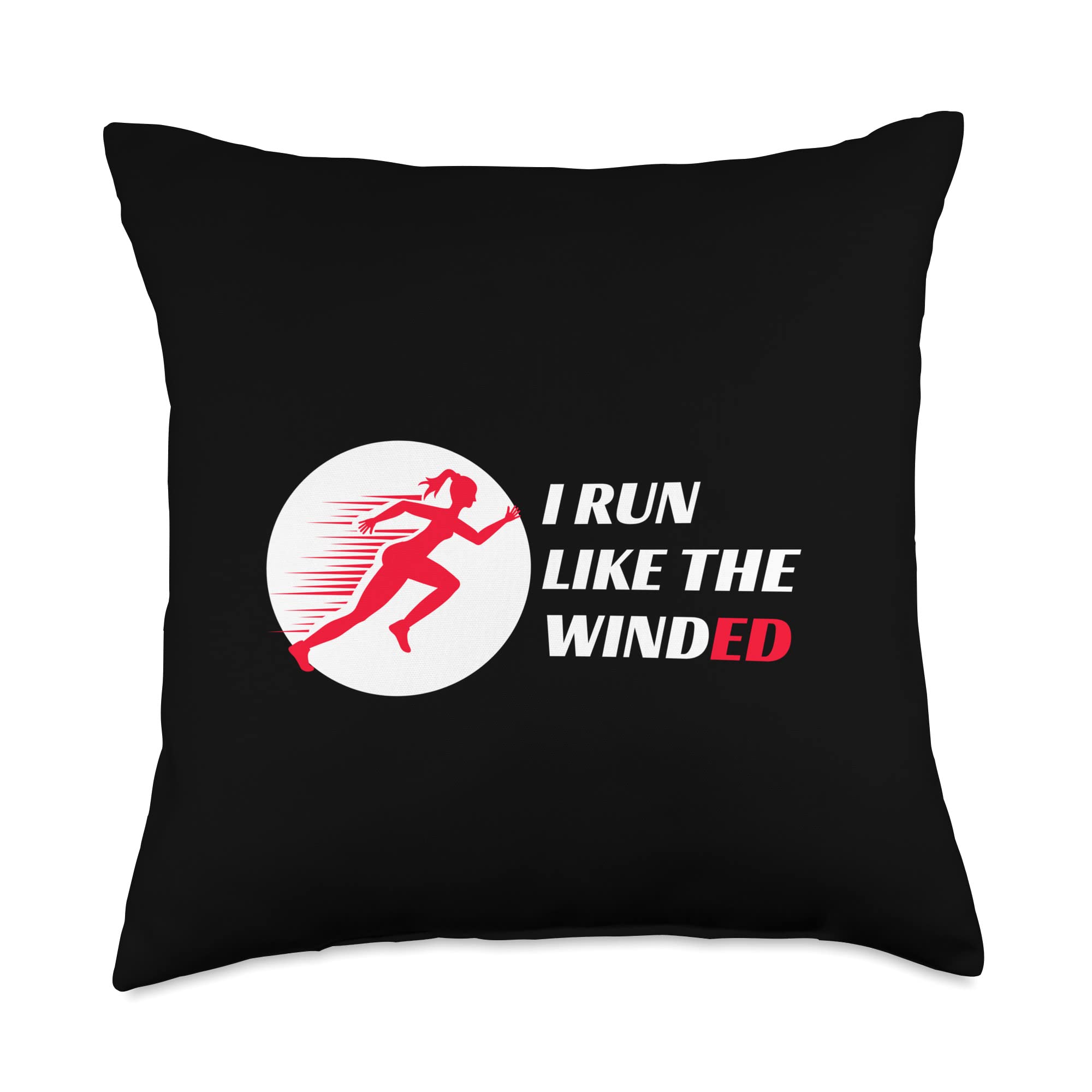 Funny Women Runner Throw Pillow - 18x18 Multicolor Like the Winded Design for Living Room, Bedroom, or Office Decor