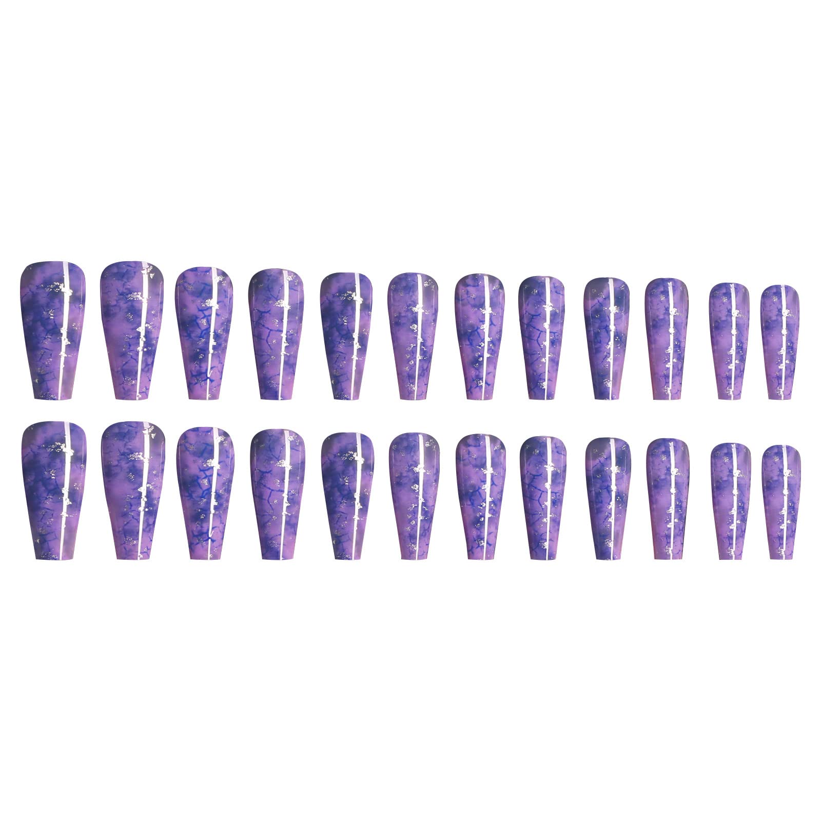 24-Piece Purple Press-On Fake Nails Set with Nail Glue - Full Cover Acrylic Nail Tips for Women & Girls - Perfect for Parties, Weddings, and Everyday Wear (Purple, One Size)