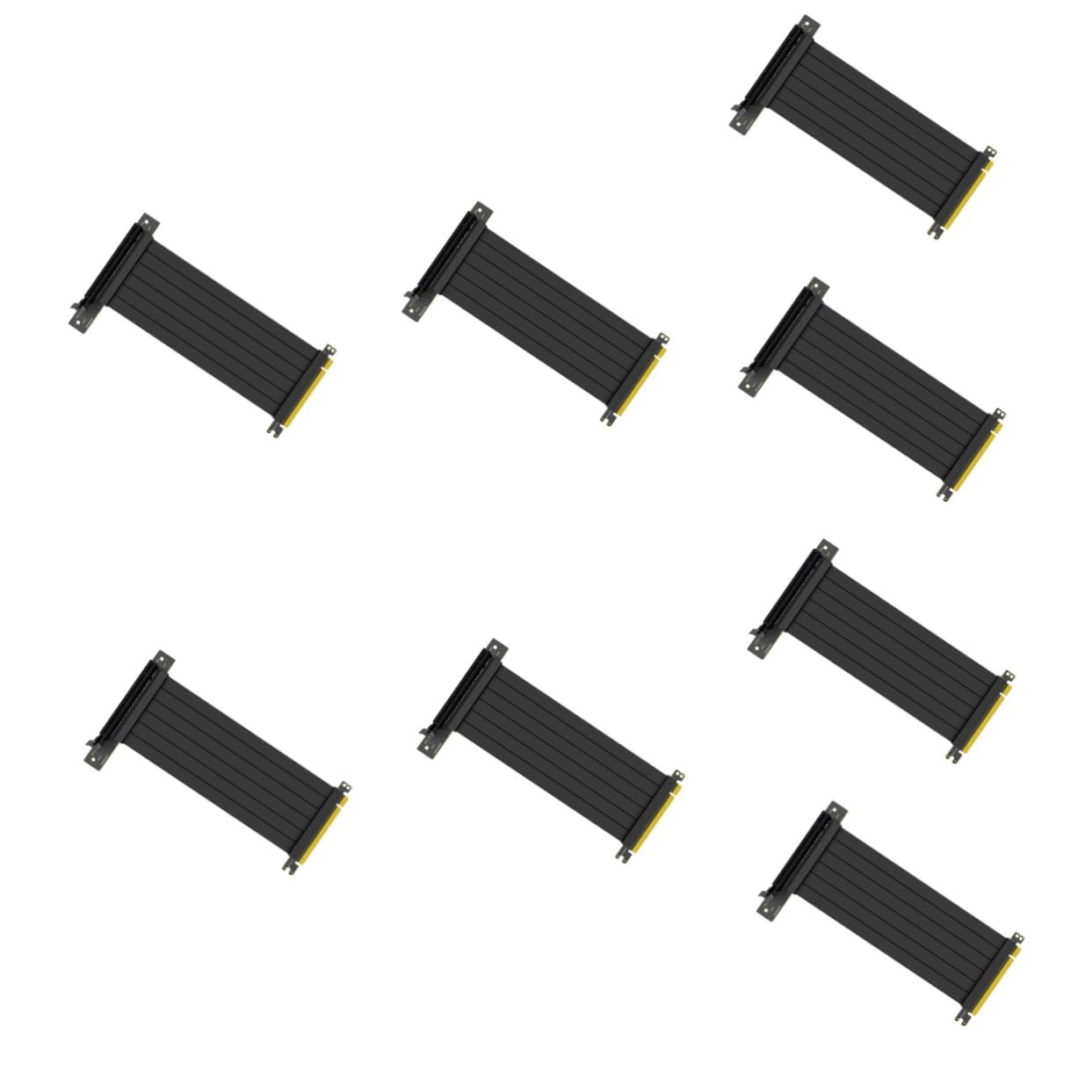 OSALADI 8-Pack 90 Degree PCIe Riser Cable - 8-Piece GPU Extension Cord Set for Computer Fans, Graphics Card, and PCI Express Adapter - High-Speed Ribbon Cable for Gaming PC, Mining Rig, and Workstation Setup