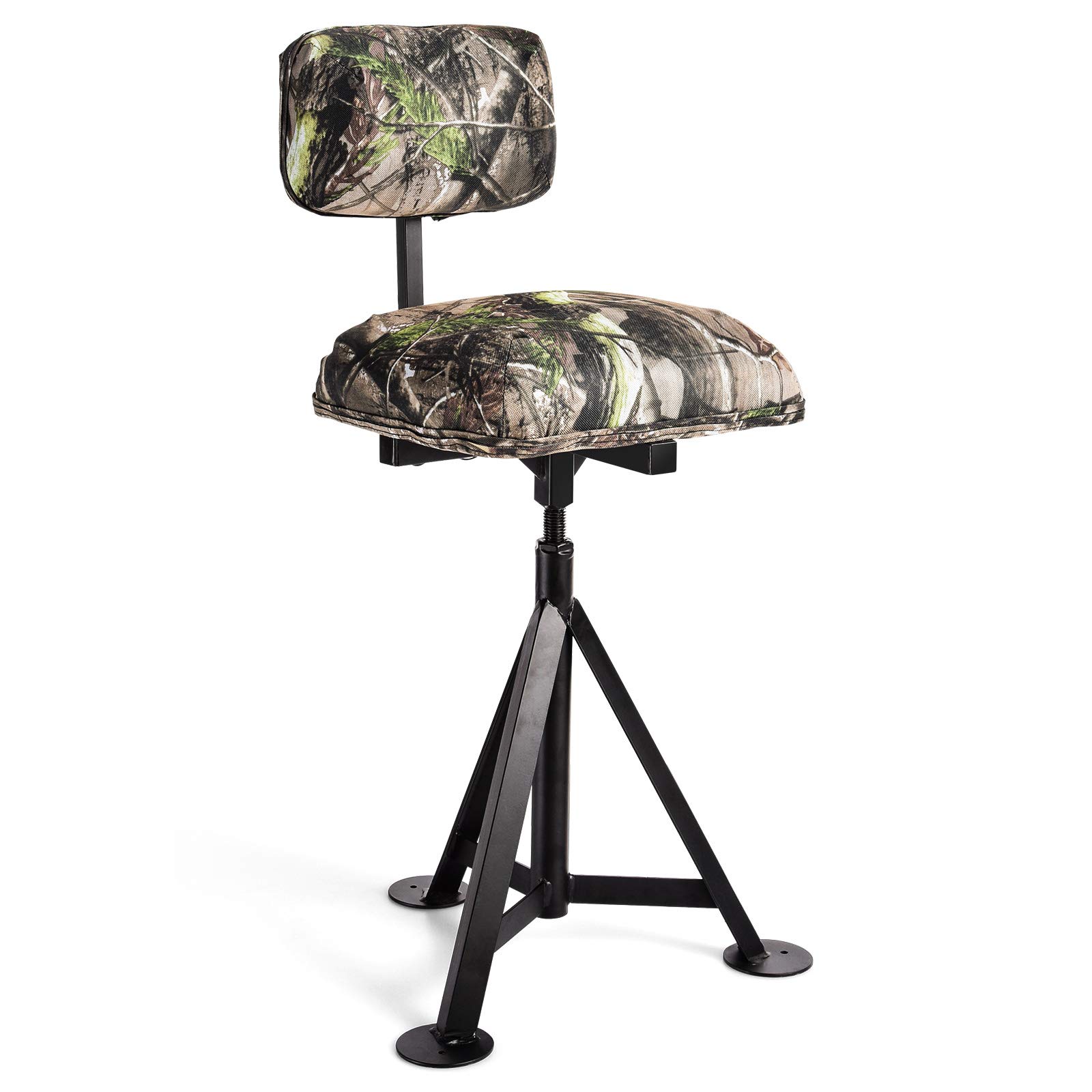 GYMAX 360° Swivel Hunting Chair - Adjustable Folding Camo Stool with Backrest for Hunting, Camping & Outdoor Activities | Portable & Comfortable for Blind Hunting, Fishing, and Wildlife Observation