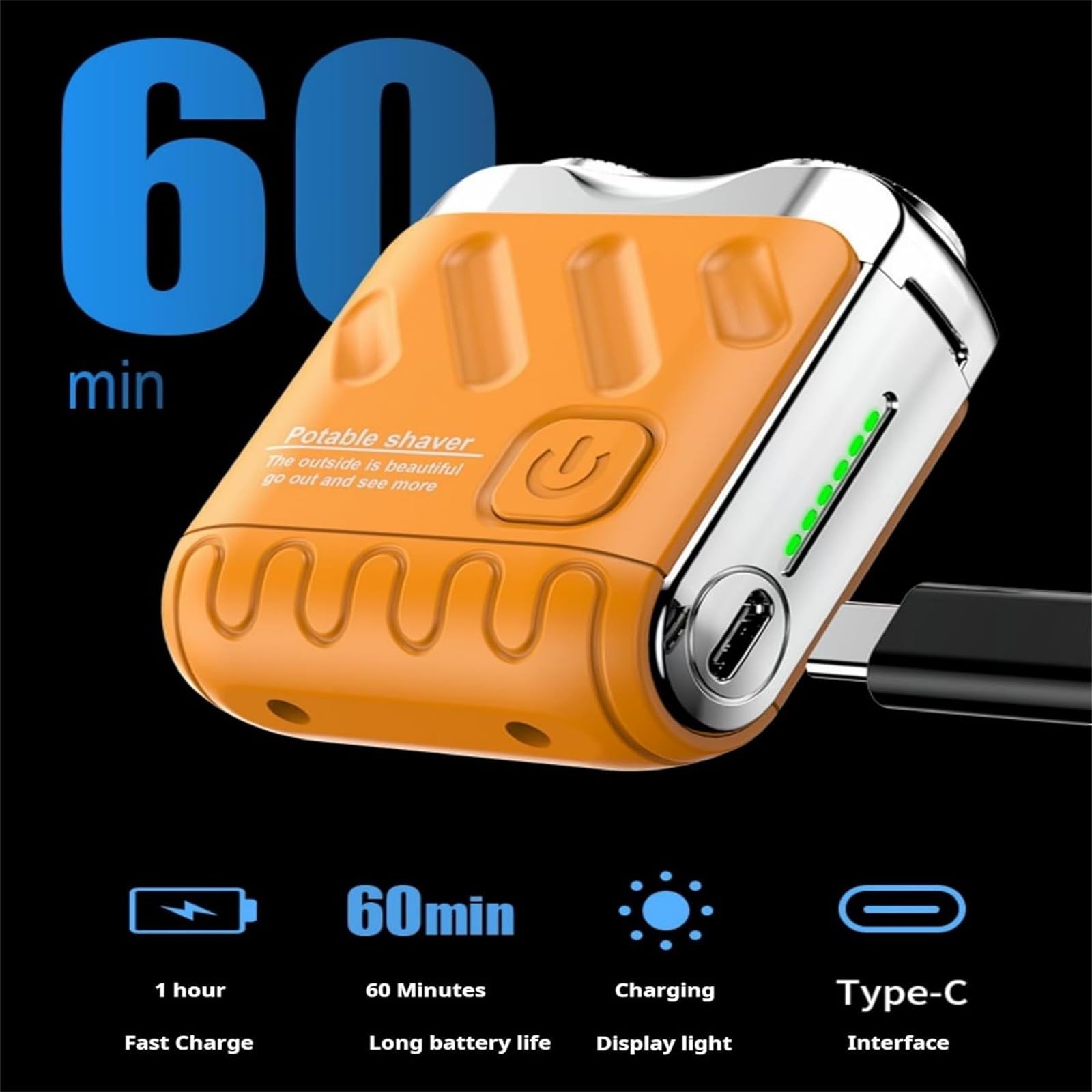 Mini Electric Razor for Men - Portable Wet/Dry Shaver with Double-Ring Magnetic Cutter, Full Body Washable Design - Face, Chest & Leg Hair Removal - Perfect for Travel, Gym & Daily Grooming (White)