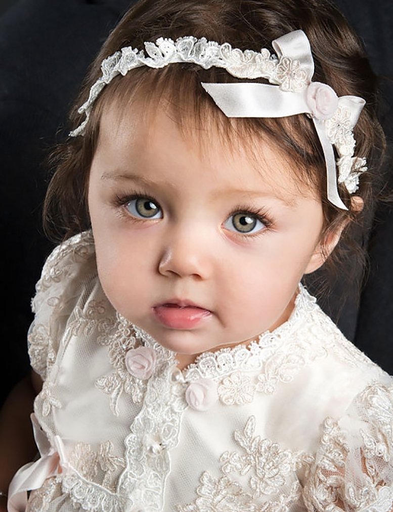White & Ivory Lace Christening Gowns for Girls - Elegant Baptism Dresses with Matching Bonnet - Perfect for Baby Dedication, First Communion & Special Church Ceremonies