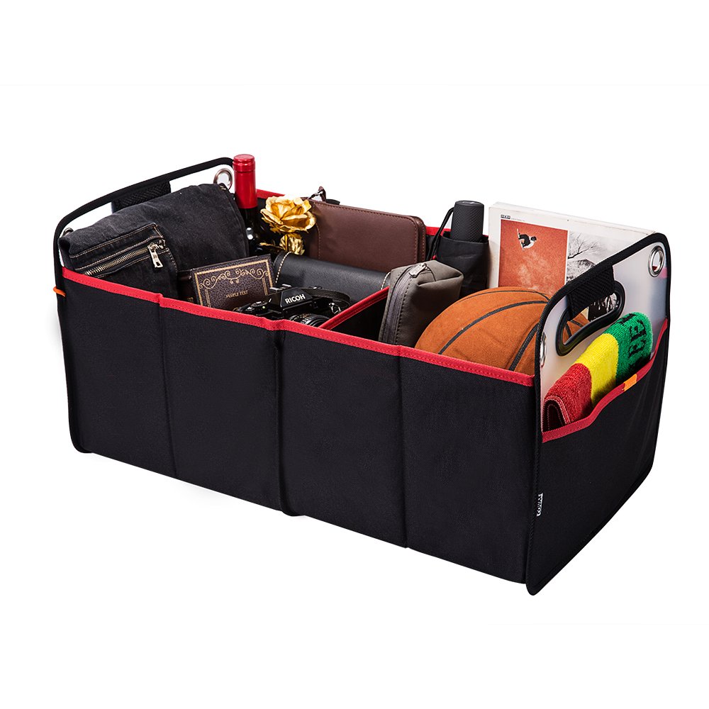 Collapsible Car Trunk Organizer with 2 Large Compartments - Portable Auto Storage Container for SUV, Truck, Vehicle - Foldable Grocery Organizer for Home, Office & Travel - Perfect for Road Trips, Shopping & Daily Commute