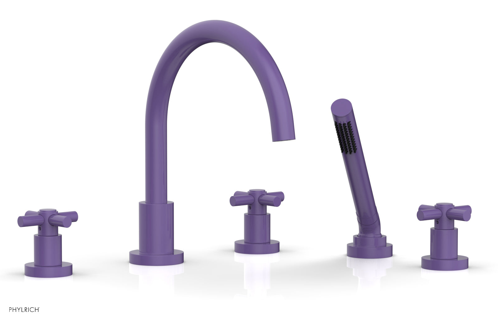 Premium BASIC Deck Tub Set with Hand Shower - Tubular Cross Handles D2134C1 | Modern Bathroom Faucet for Sink, Bathtub & Shower Installation | Perfect for Home Renovation & Spa-Like Experience