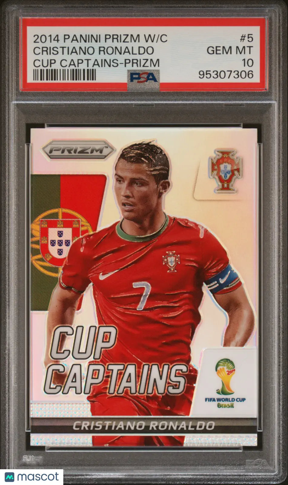 2014 Panini Prizm World Cup Captains Cristiano Ronaldo #5 PSA 10 Gem Mint Soccer Trading Card - Perfect for Collectors, Investors & Sports Memorabilia Displays