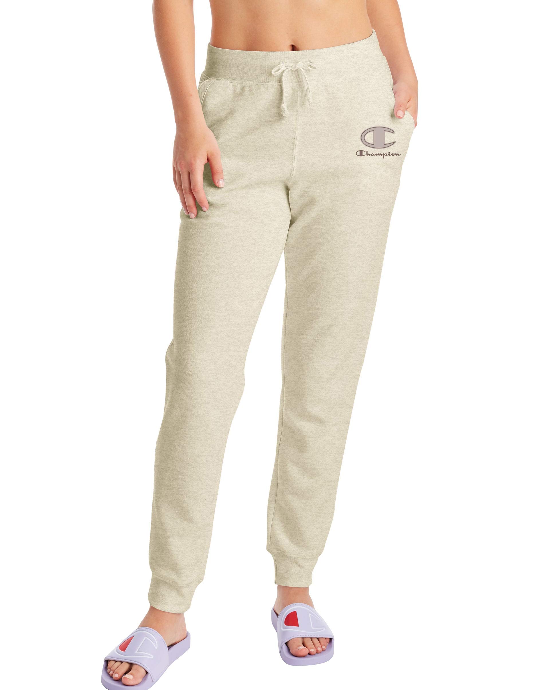 Champion Women's Powerblend Fleece Joggers with Graphic Print - Soft Athletic Lounge Pants for Running, Yoga & Casual Wear