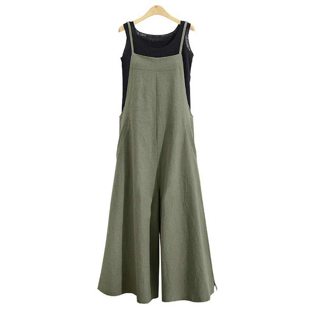 Women's Wide Leg Jumpsuit - Plus Size Overalls with Suspender & Side Bib Pants | Casual Outfit for Work, Travel & Everyday Wear