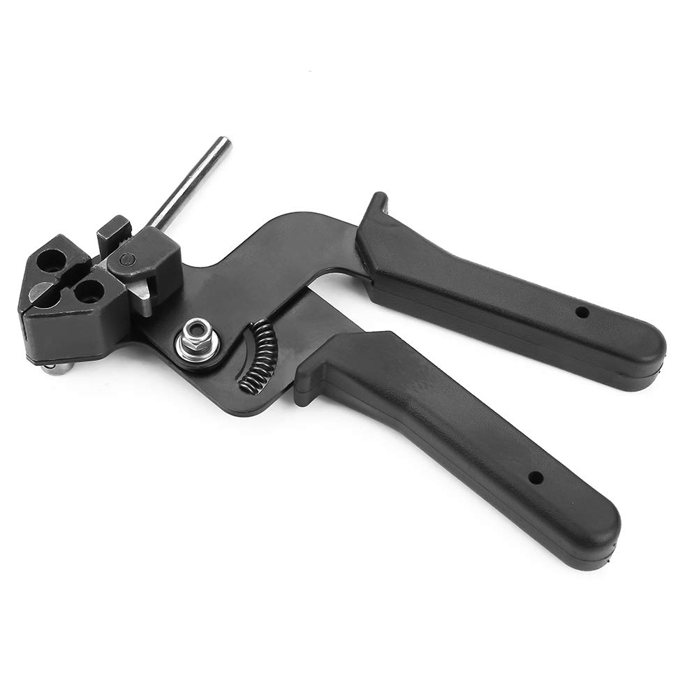 Black Compact Handheld Cable Tie Tensioner Tool - Self-Locking Crimping Plier & Cutter for Ladder Cable Ties | Perfect for Electrical Wiring, DIY Projects & Home Organization