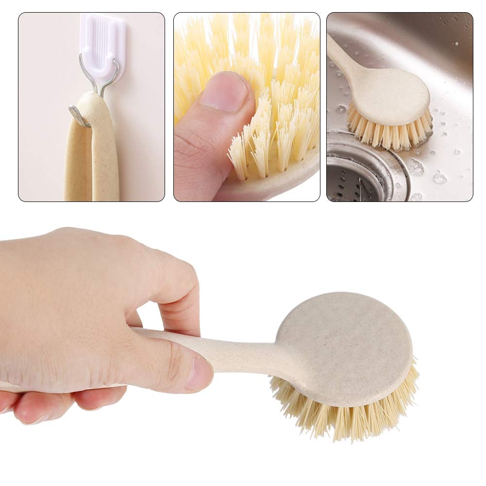 Durable PP Long Handle Dish Scrub Brush with Hanging Hole - Kitchen Cleaning Brush for Pots, Pans, Sink & Dishes - Multi-Purpose Dishwashing Brush for Easy Kitchen Cleaning