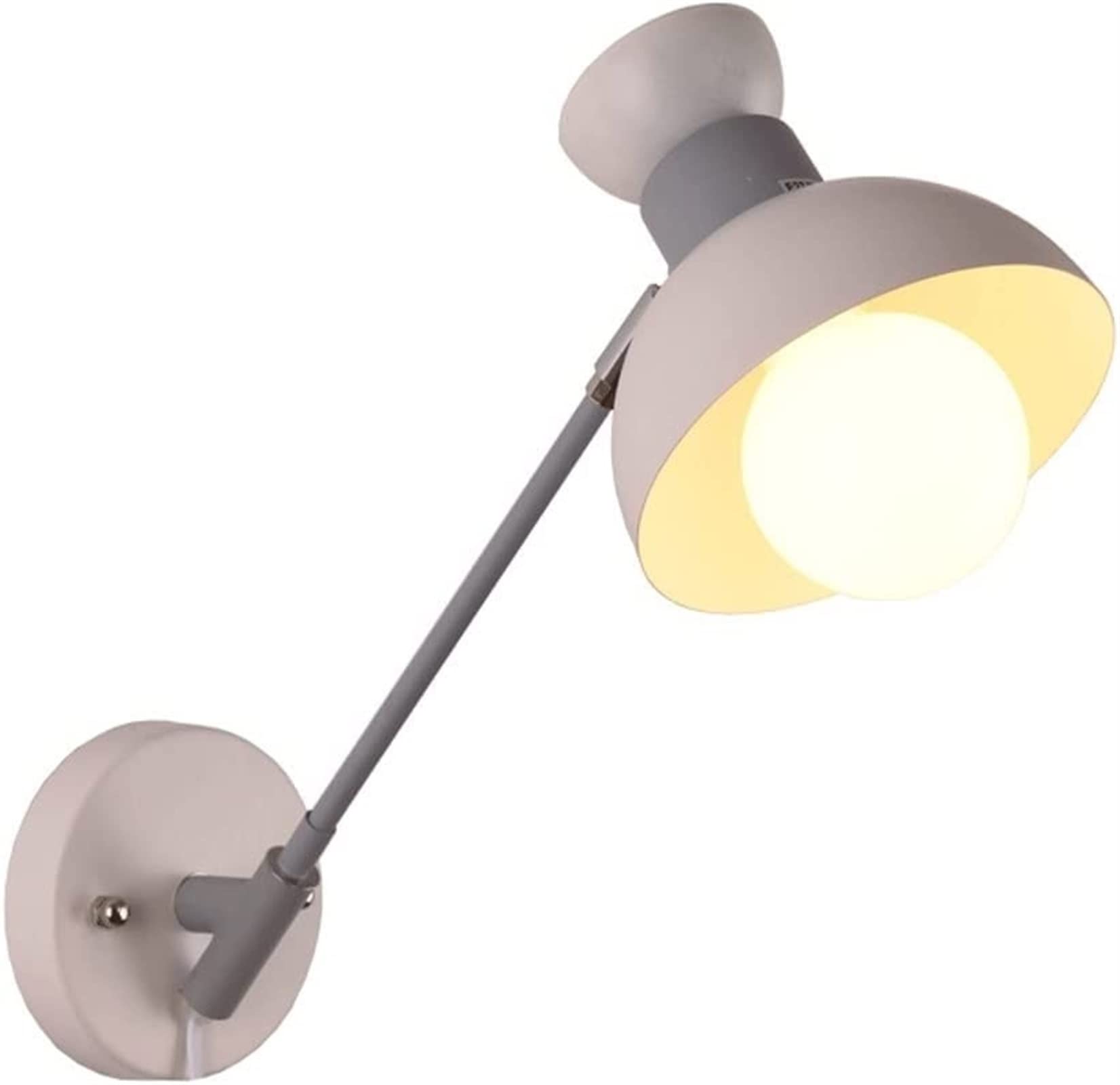 Adjustable LED Wall Sconce - Round Modern Wall Light Fixture for Living Room, Bedroom & Hallway | Gold & Gray Minimalist Reading Lamp | Indoor Home Decor Lighting for Cozy Ambience