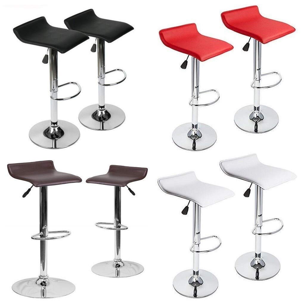 2-Pack Modern Faux Leather Adjustable Height Bar Stools with Chrome Base - Chocolate Brown - Perfect for Kitchen Islands, Breakfast Bars & Home Bars