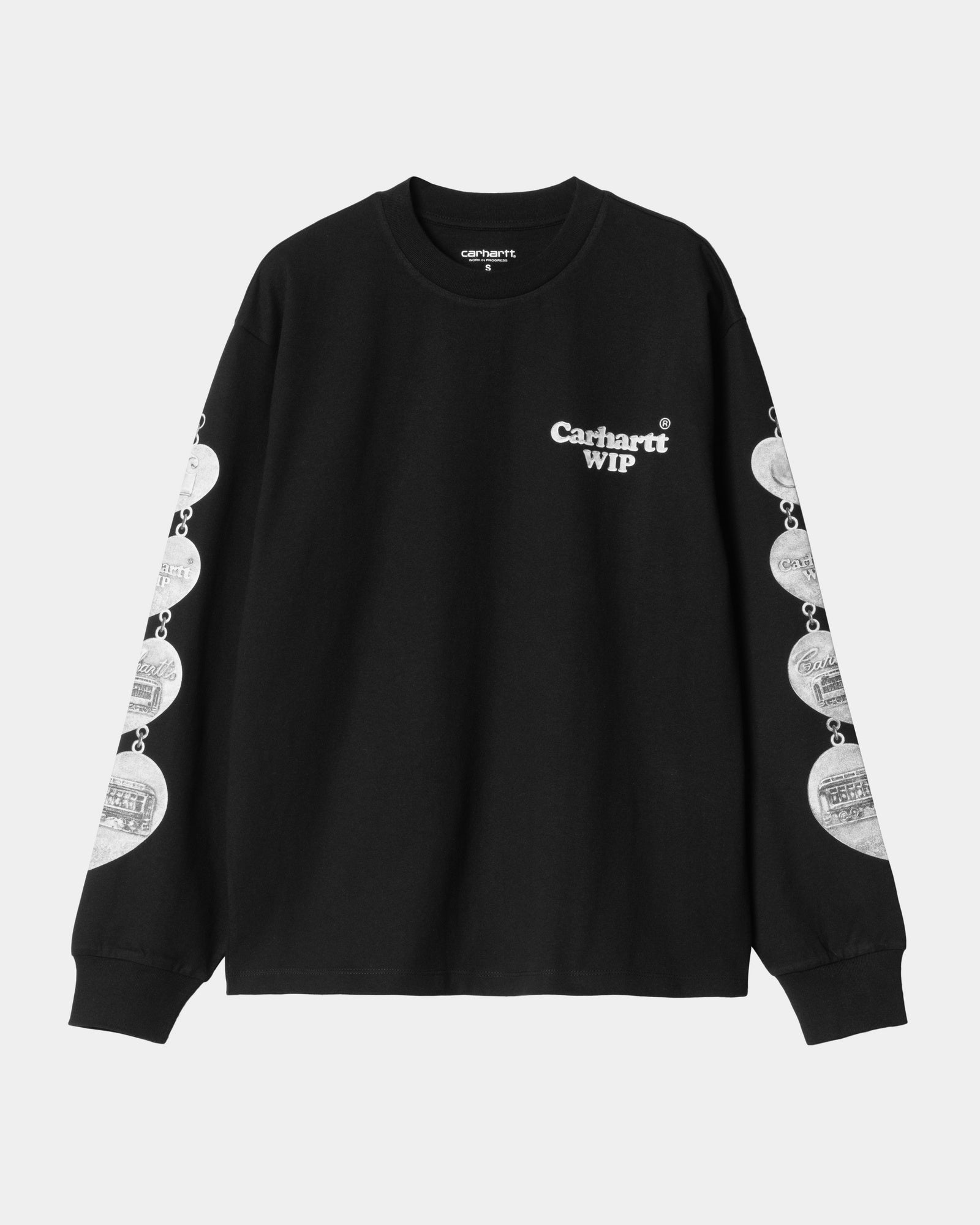 Women's Fashion Long Sleeve Chain Print T-Shirt - Stylish Black Top for Casual Wear, Layering & Everyday Outfits