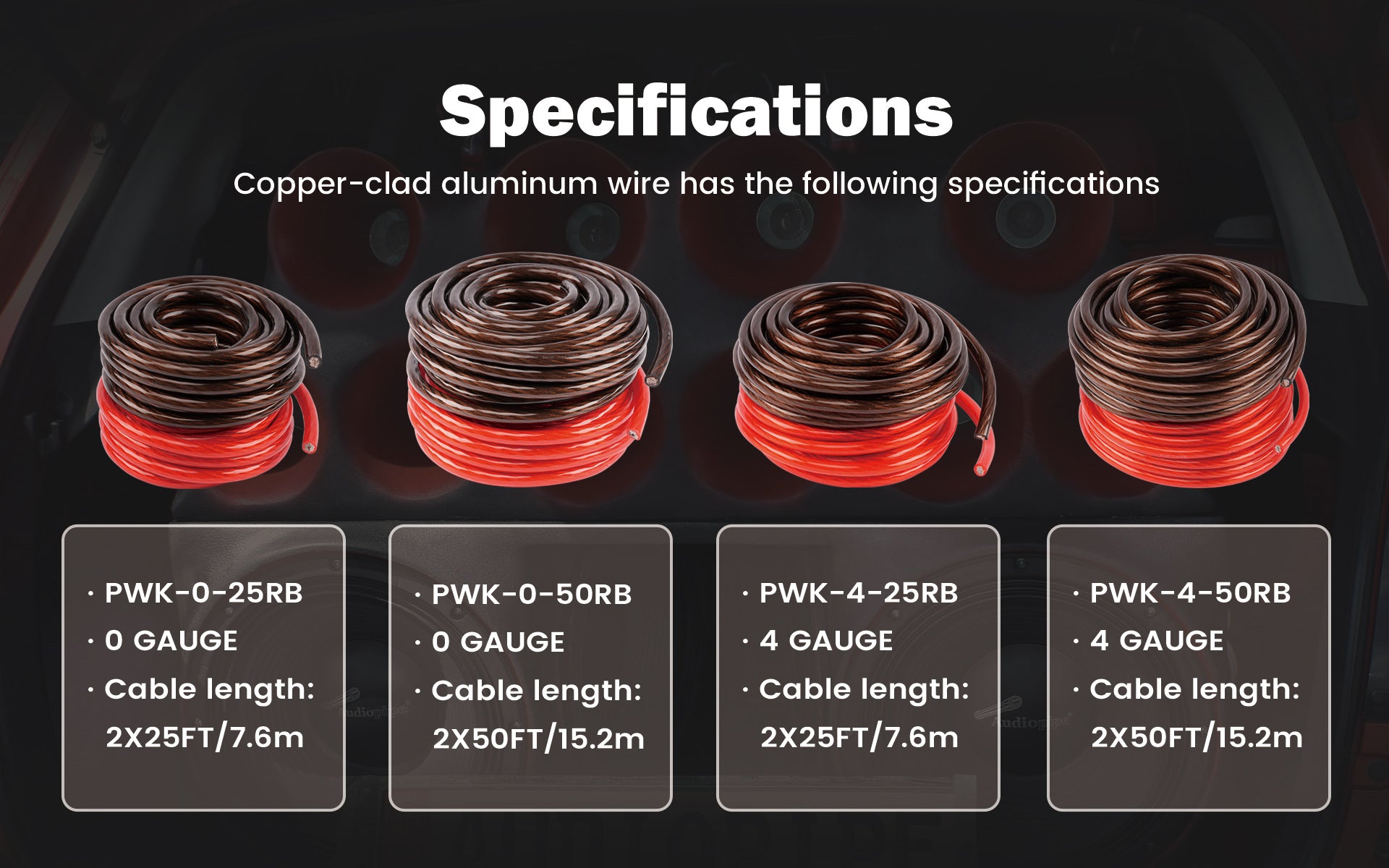 50Ft 4 Gauge Black and Red Primary Automotive Wire (PWK 4 50RB) - Perfect for Car Audio, Battery Cables, and Electrical Wiring Projects