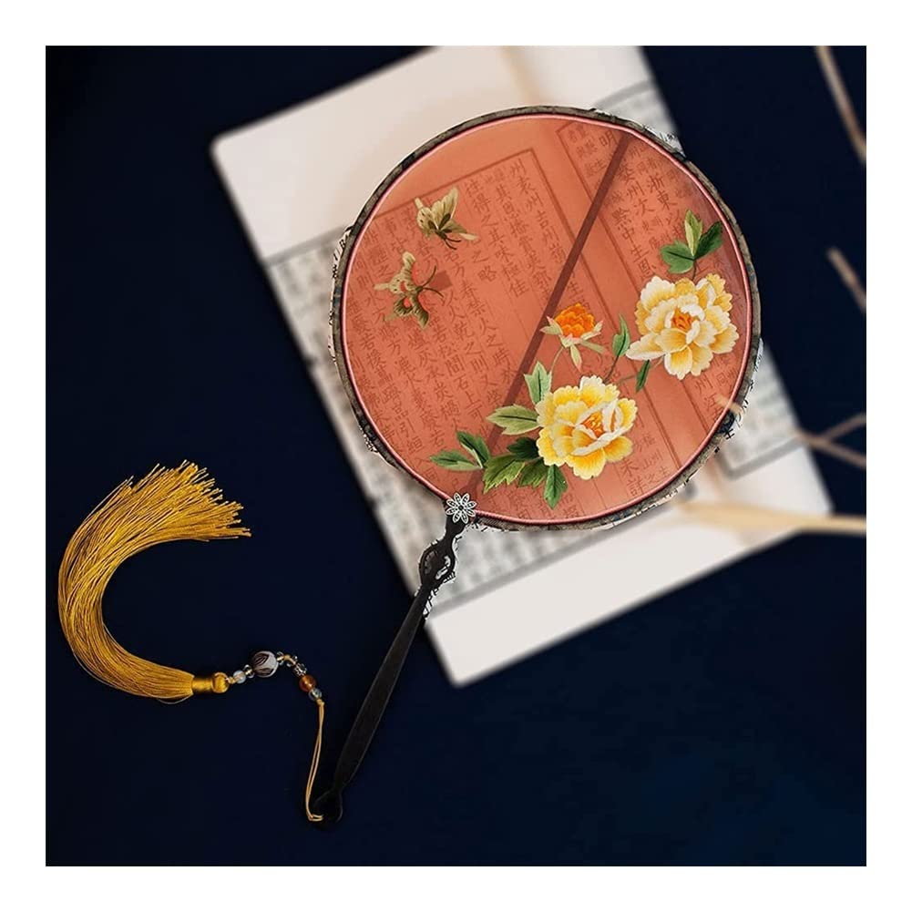 Handmade Suzhou Embroidery Hanfu Palace Fan - Double-Sided Song Dynasty Style Embroidered Folding Fan for Traditional Chinese Costume & Home Decor (Color B) | Perfect for Cosplay, Weddings & Cultural Events