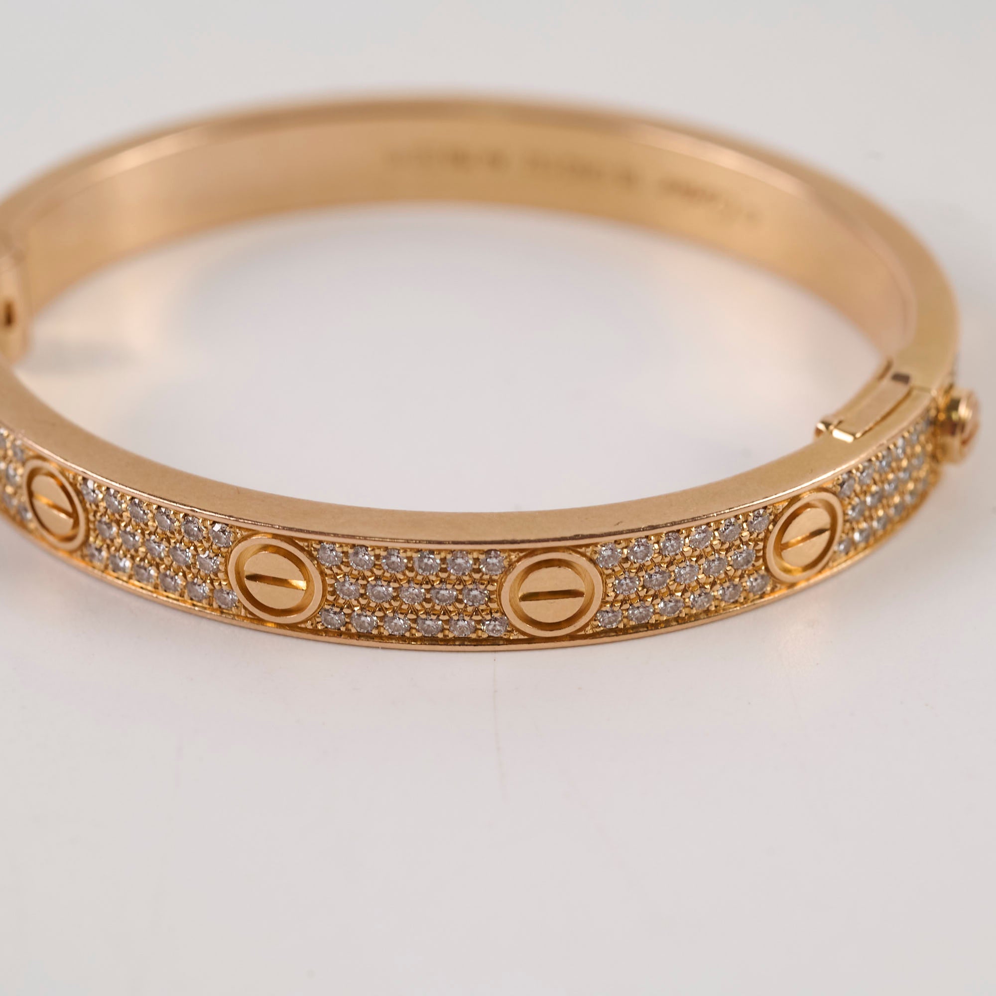 Cartier Love Bracelet in 18K Pink Gold with Pave Diamonds - Size 16, Luxury Jewelry for Women, Perfect for Anniversaries & Special Occasions