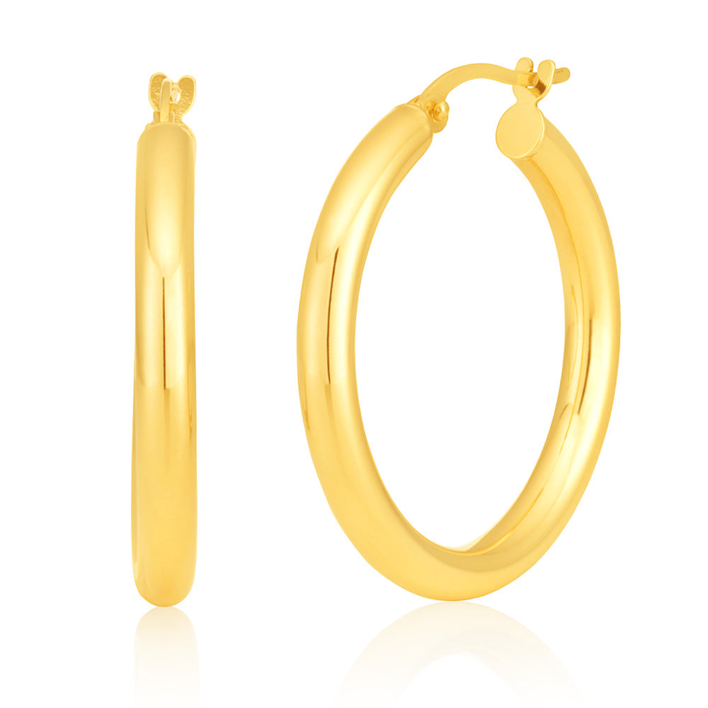 9ct Yellow Gold 20mm Plain Hoop Earrings for Women - Classic Round Hoop Earrings for Everyday Wear, Gift Giving & Special Occasions