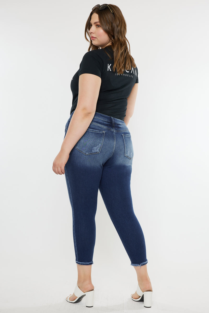 Plus Size Mid Rise Ankle Skinny Jeans for Women - Comfortable Stretch Denim Pants for Casual Wear & Everyday Outfits