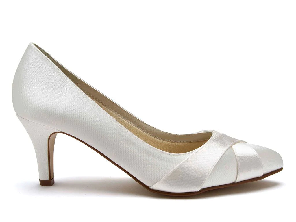 Ivory Satin Wedding Shoes by Rainbow Club - Low Heel Lexi Style (Size 4) | Perfect for Bridal Ceremonies, Photoshoots & Special Occasions