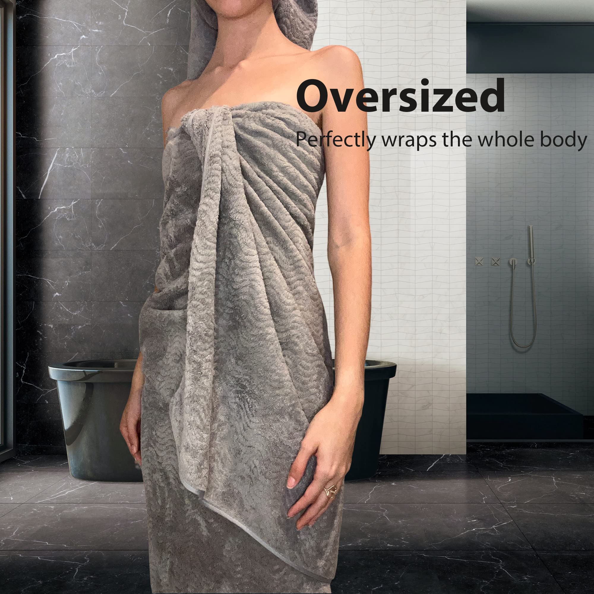 Premium 8-Piece Ultra Soft Bath Towel Set - Quick Dry, Highly Absorbent & Lightweight - Includes 2 Oversized Bath Towels, 2 Hand Towels & 4 Washcloths - Perfect for Bathroom, Shower, Pool & Kitchen Use - Dark Gray