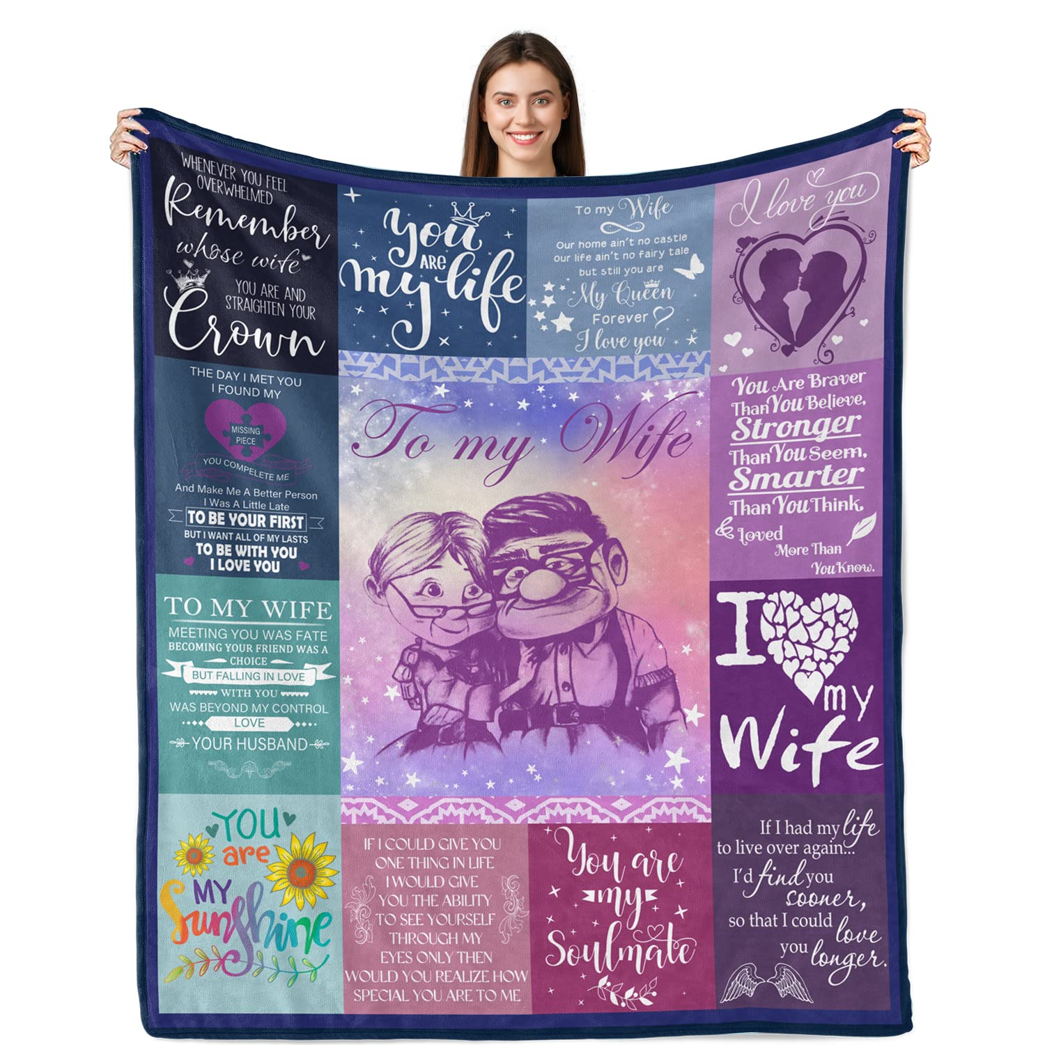 Romantic Anniversary Gifts for Wife - Ultra Soft Flannel Throw Blanket 50x60 Inches - Perfect for Birthday, Wedding & Valentine's Day - Cozy Gift for Her to Use at Home, Office or Travel