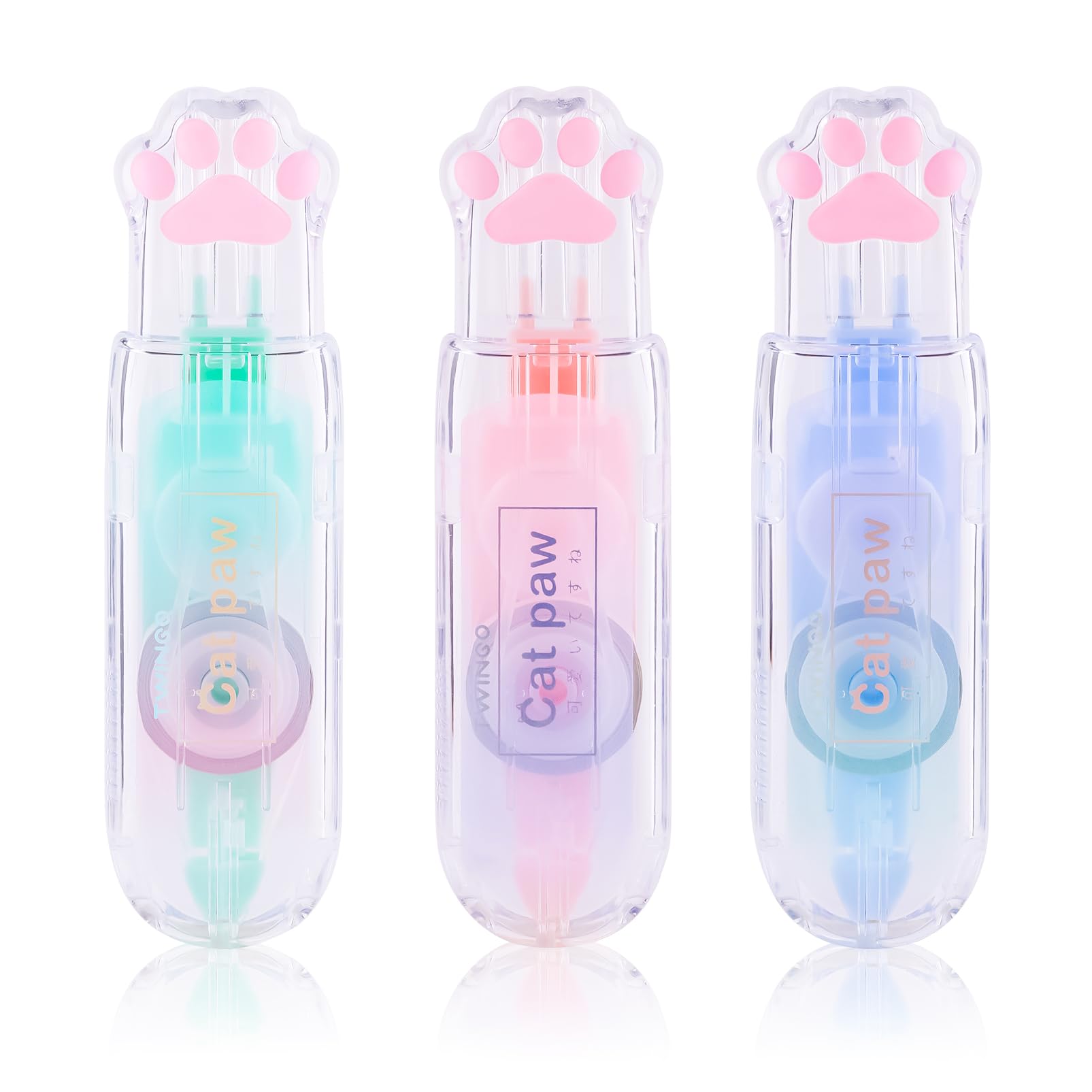 3 Pack White Out Correction Tape - Cute Retractable Eraser Tape with Kawaii Cat Paw Design for School, Office & Homework - Perfect for Students, Teachers & Cat Lovers (Great for Exams, Notes & Document Editing)