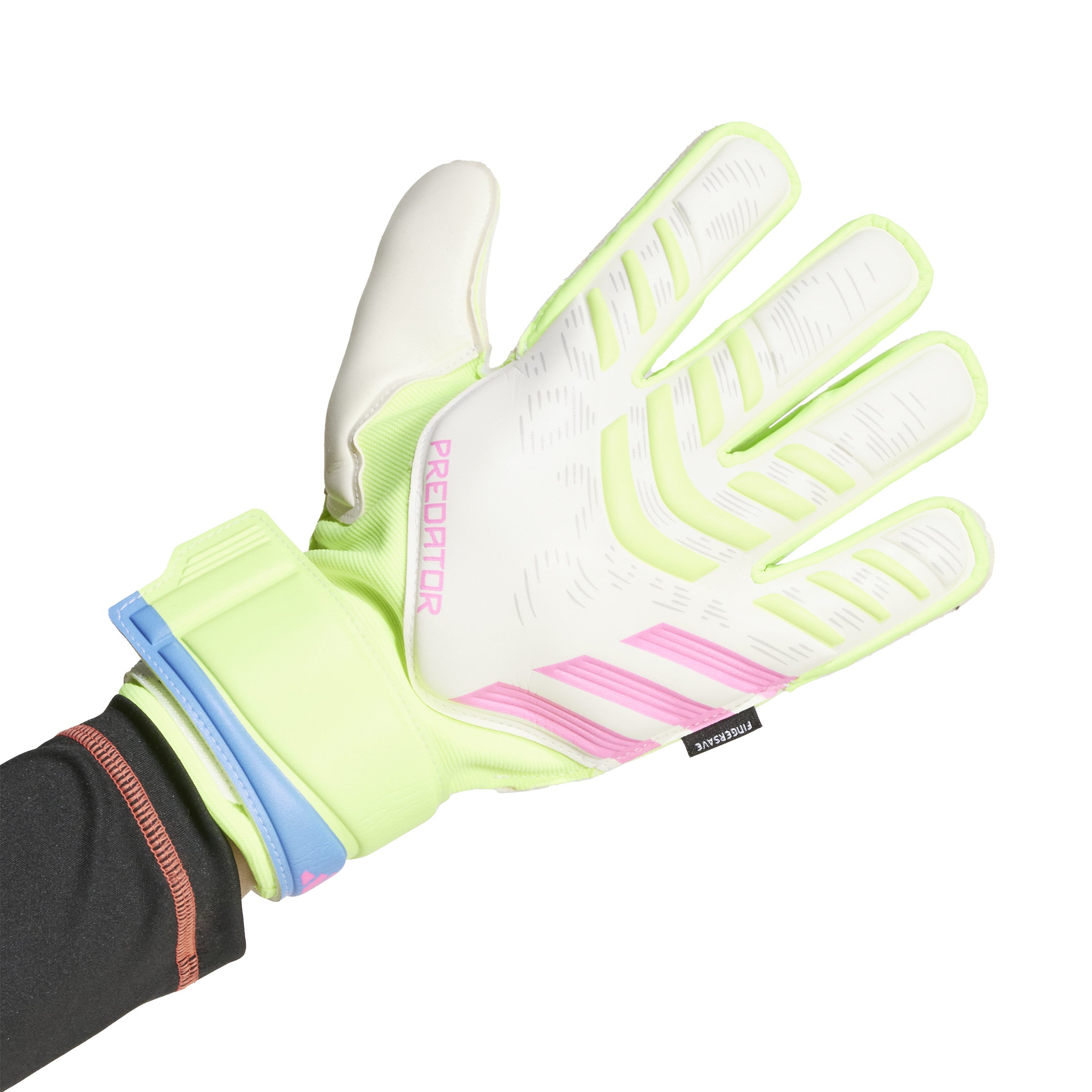 Adidas Predator Match Fingersave Goalkeeper Gloves - White/Lucid Lemon/Lucid Pink - Professional Soccer Goalkeeper Gloves for Training & Matches
