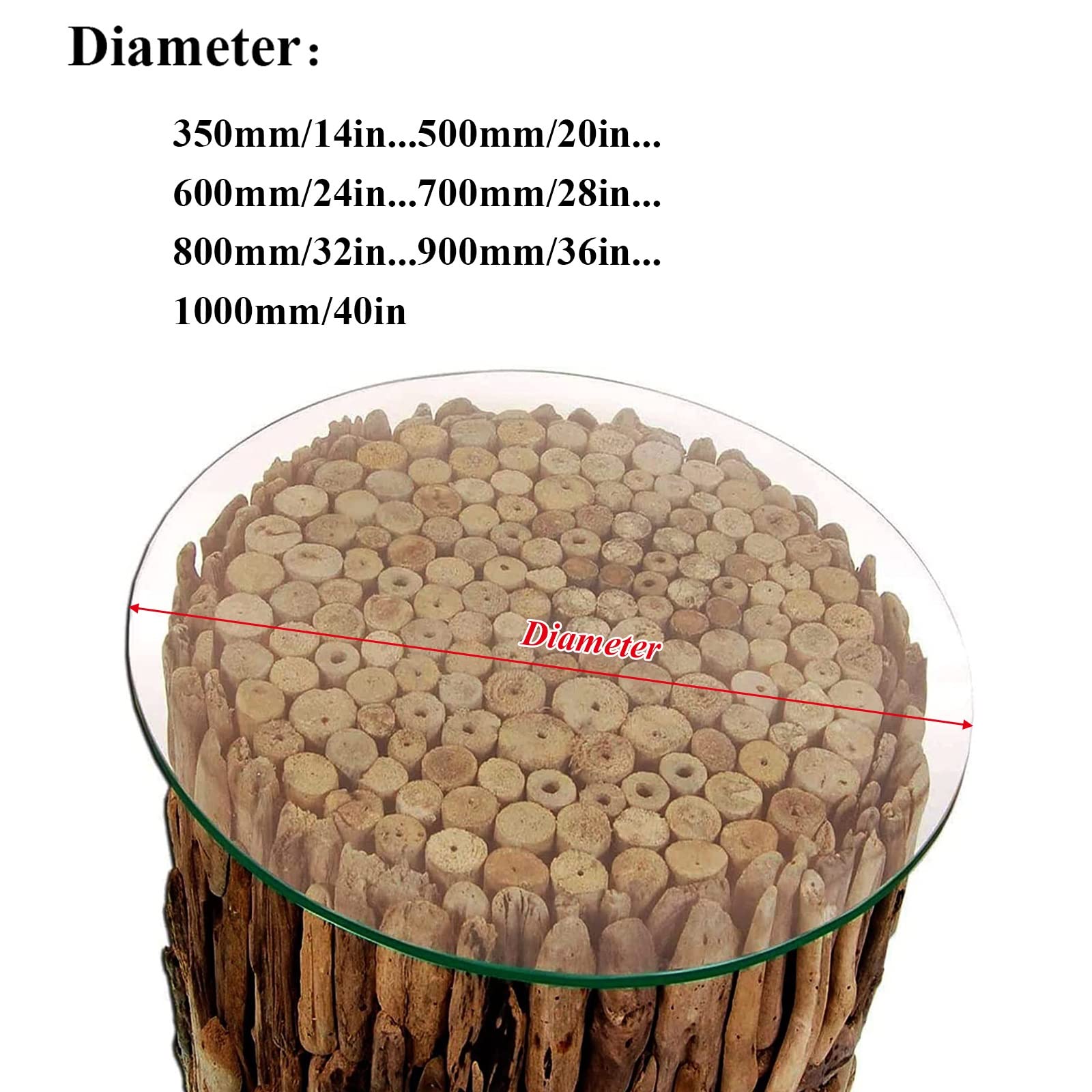V3VOGUE Round Tempered Glass Table Top for Outdoor Patio - 9mm Thick Durable Wear-Resistant Glass (20/30/40 Inch Diameter) with Protective Bumpers & Spacers - Perfect for Dining, Lounging, and Outdoor Entertaining