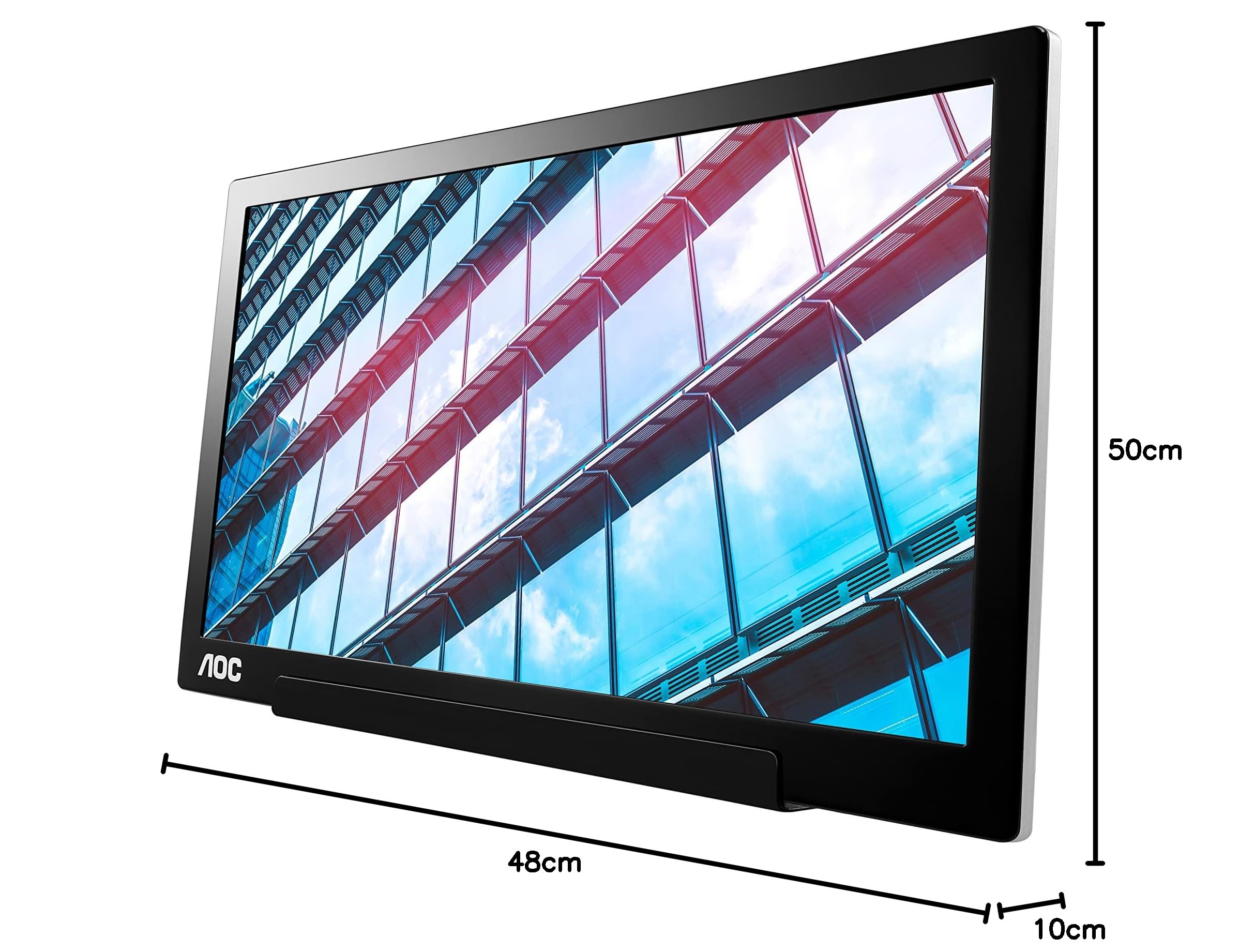 AOC I1601P 16 Inch Portable FHD USB-C Monitor with AutoPivot - 1920x1080 Resolution, 60Hz Refresh Rate, USB-C Connectivity - Black | Perfect for Laptop Extensions, Gaming, and Remote Work