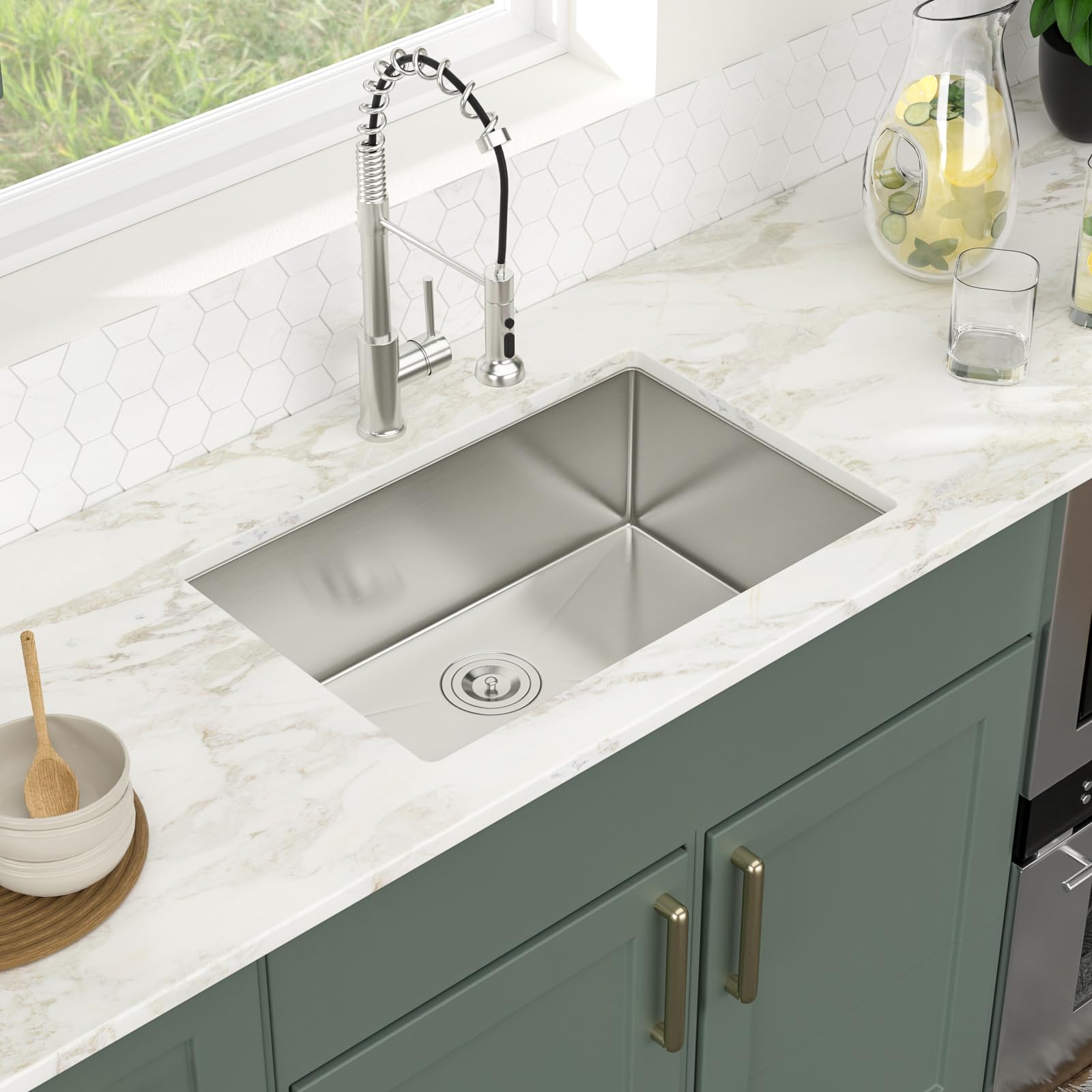 Logmey 26 Inch Undermount Kitchen Sink - 16 Gauge Stainless Steel Single Bowl Sink (26x18x9 Inches) | Handmade for Modern Kitchens | Perfect for Food Prep, Dishwashing & Entertaining