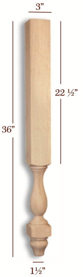 Small Winston Farm Vanity Leg - Rustic Wooden Table Legs for DIY Furniture, Farmhouse Decor - Perfect for Vanity Tables, Desks, and Home Decoration Projects