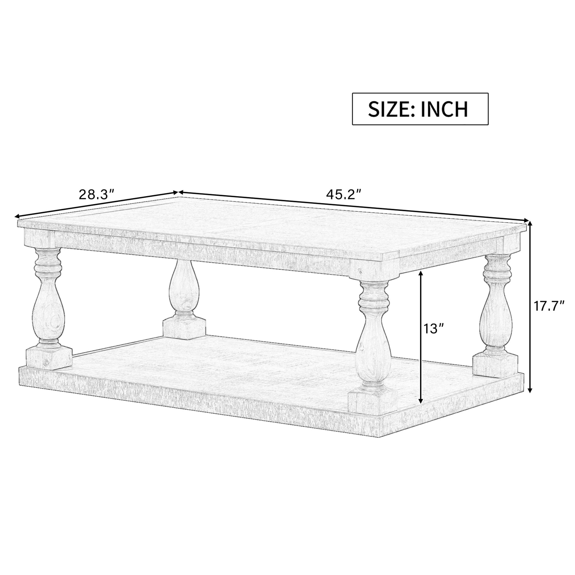 Modern Wooden Coffee Table with Storage - P PURLOVE Black Living Room Center Table for Home & Office | Durable Home Furniture for Living Room, Reception & Lounge Areas