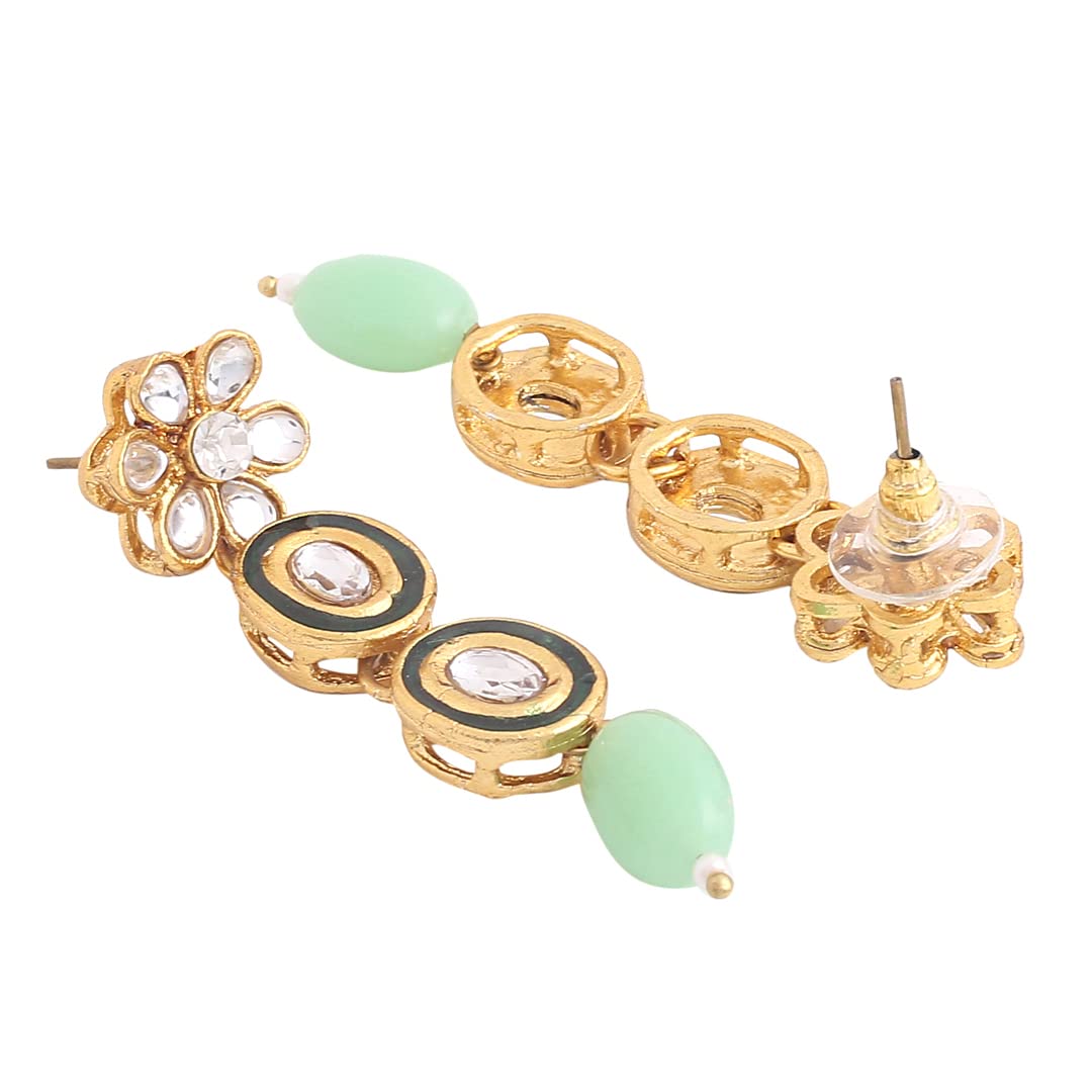 Elegant Yellow Chimes Kundan Necklace Set for Women - Gold Plated Pearl Beaded Drop Necklace | Perfect Birthday Gift for Girls & Anniversary Present for Wife | Ideal for Weddings, Parties & Special Occasions