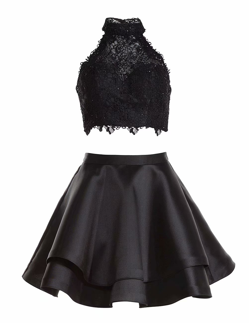 Elegant White Halter Two-Piece Dress for Women | Homecoming & Cocktail Party Outfit | Perfect for Prom, Evening Events & Special Occasions