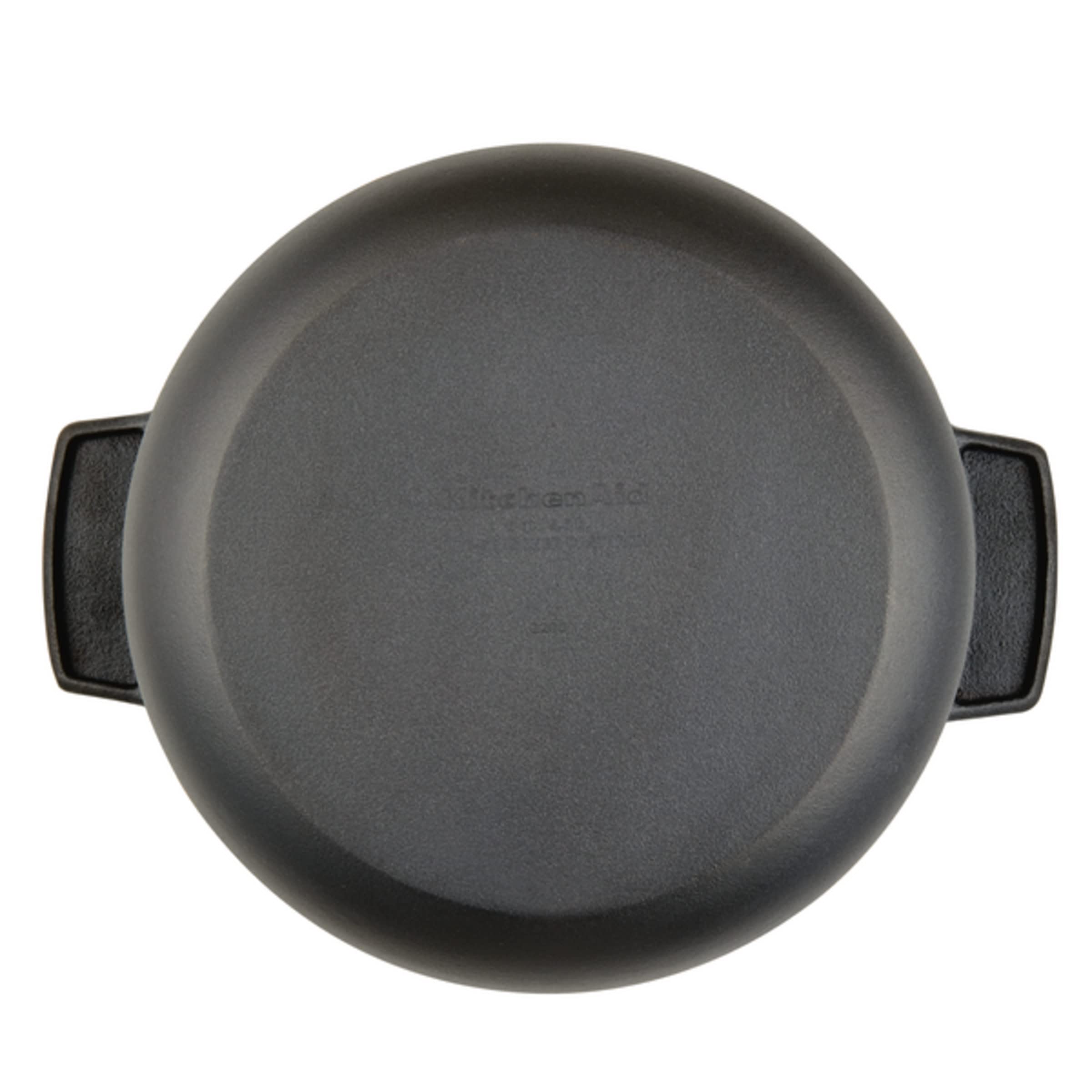 KitchenAid 6 Quart Seasoned Cast Iron Dutch Oven - Black Enameled Pot for Braising, Stewing & Baking | Perfect for Soups, Bread & Camping Meals