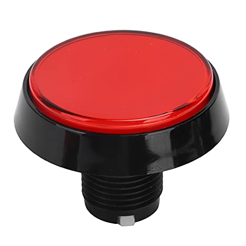 60mm LED Light Big Round Flat Button with 3 Foot Switch - Red Arcade Power Switch for Video Game Consoles & DIY Control Panels - Perfect for Arcade Machines, Gaming Setups & Custom Electronics Projects