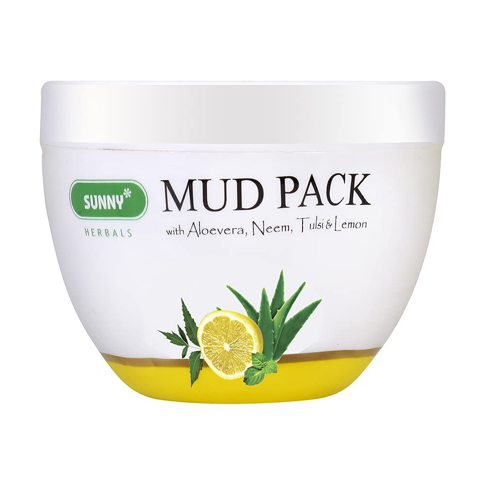 Sunny Herbals Multani Mitti Mud Mask with Aloe Vera, Neem & Tulsi - Deep Cleansing, Anti-Aging Treatment for All Skin Types (150g) | Reduces Wrinkles & Dark Spots | Promotes Oxygen Flow for Smooth, Glowing Skin | Perfect for Spa Days & At-Home Facial Treatments
