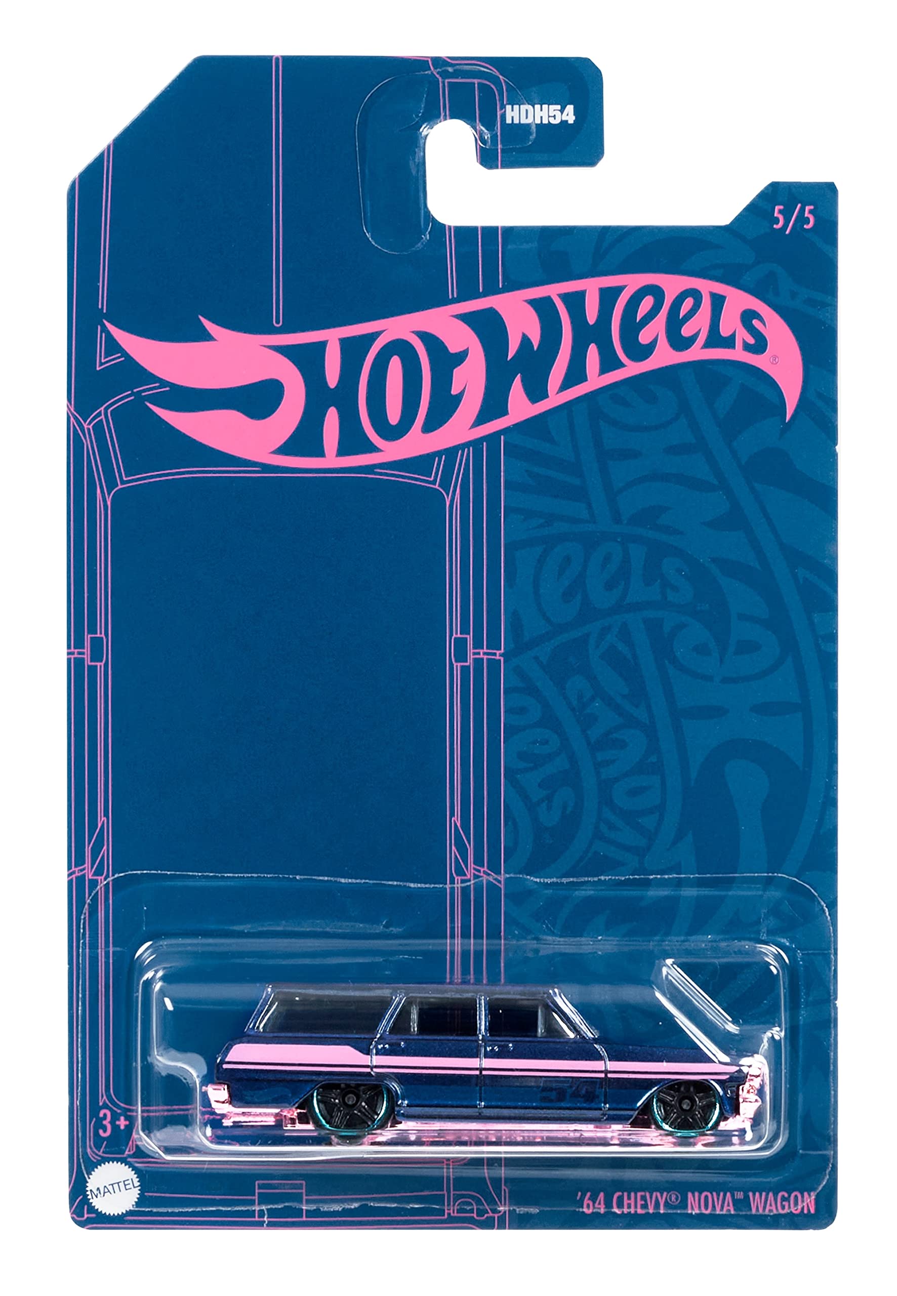 Hot Wheels 2022 Pearl & Chrome 64 Chevy Nova Wagon Diecast Car - 1:64 Scale Collectible Toy Vehicle for Kids & Adults - Perfect for Display, Gifts, and Racing Play Sets