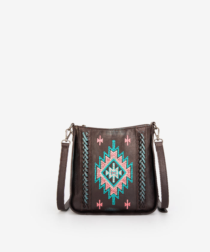 Montana West Aztec Embroidered Crossbody Bag for Women - Stylish Boho Purse with Adjustable Strap, Perfect for Travel, Shopping & Everyday Use