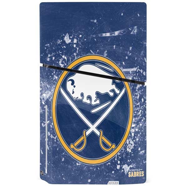 Officially Licensed NHL Buffalo Sabres Frozen Design PS5 Slim Disk Bundle Gaming Skin Decal | Custom Protective Cover for PlayStation 5 Console & Controller | Perfect for Hockey Fans & Gamers