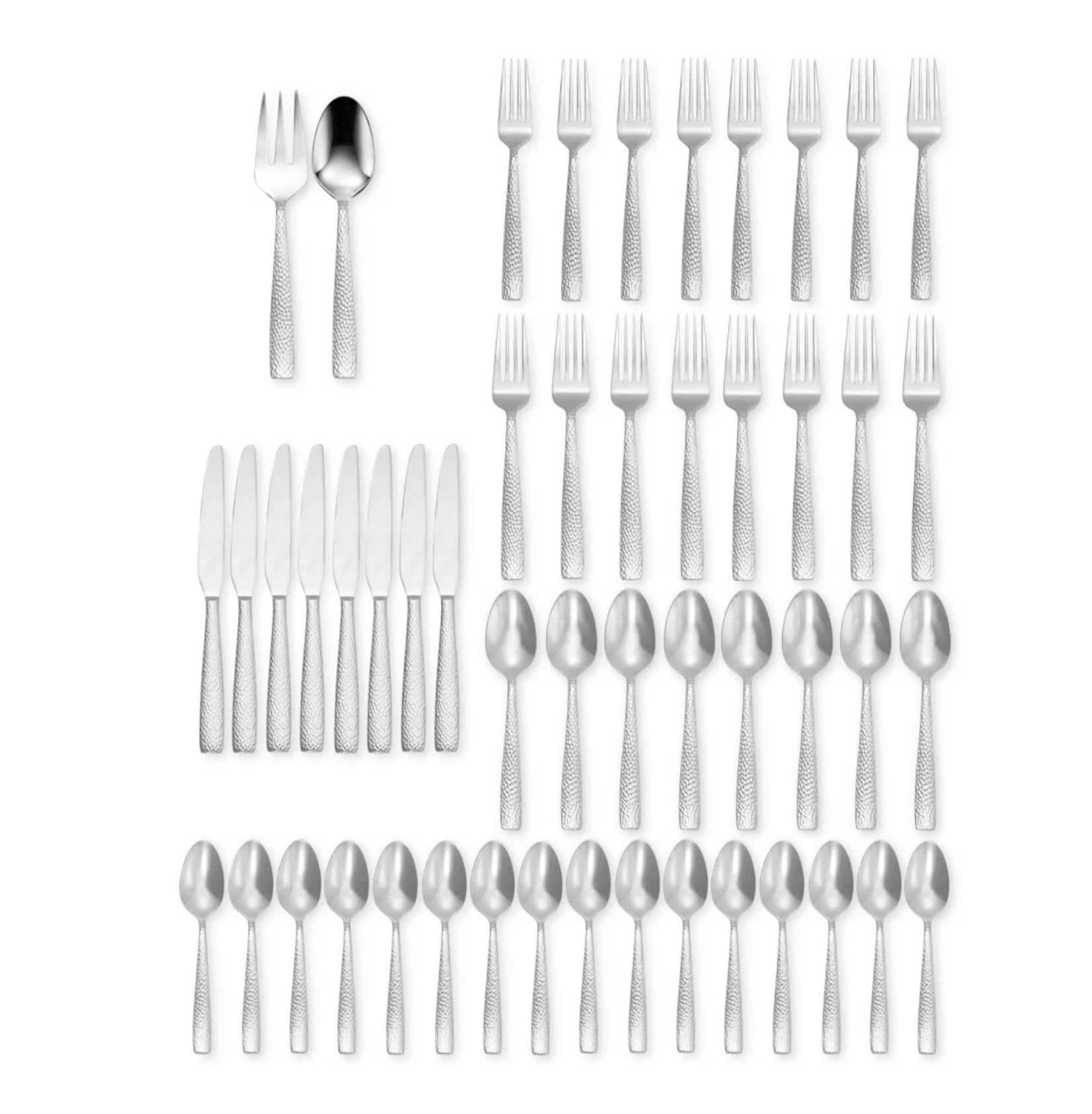 Premium Illuma 50-Piece Stainless Steel Flatware Set - Service for 12 - Elegant Silverware for Dining, Parties & Special Occasions - Dishwasher Safe Cutlery Set for Everyday Use & Entertaining