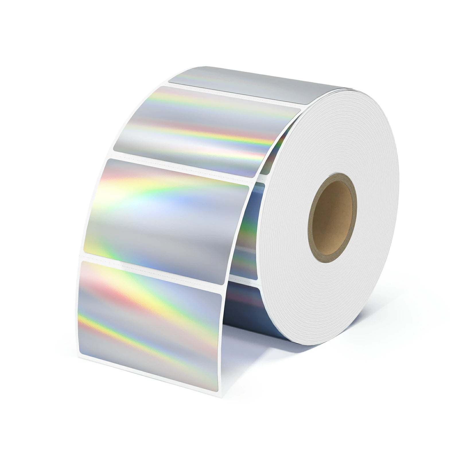 MUNBYN Holographic Silver Thermal Sticker Labels for Shipping, Packaging & Inventory - Waterproof Adhesive Stickers for Barcodes, QR Codes & Product Labeling