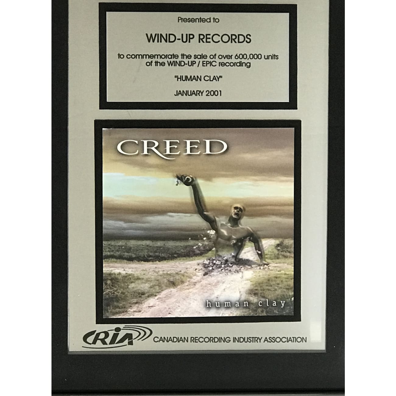 Creed Human Clay CRIA 6x Platinum Album Award - Official Music Collectible for Display & Memorabilia - Perfect for Music Fans, Awards Shows & Home Decor