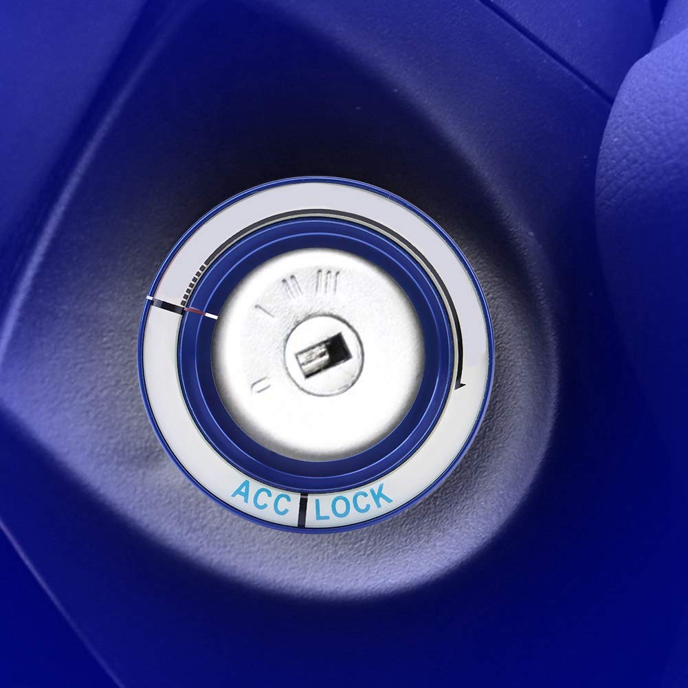 Blue Car Luminous Ignition Switch Ring Cover Trim for Ford Focus 2005-2018 - Key Hole Decoration & Night Driving Safety Accessory