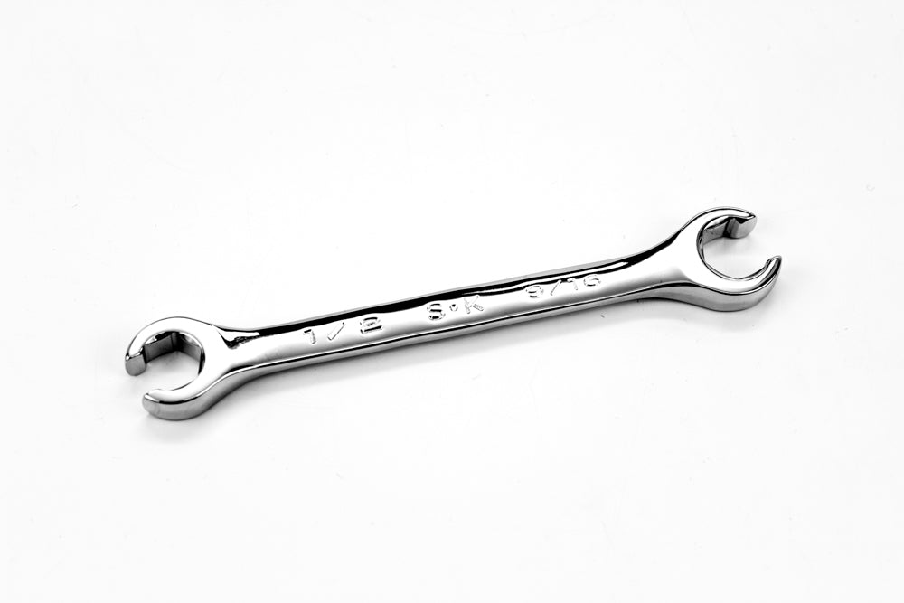 1/2 x 9/16 Fractional Regular Flare Nut Chrome Wrench - Professional Automotive & Plumbing Tool for Tight Spaces