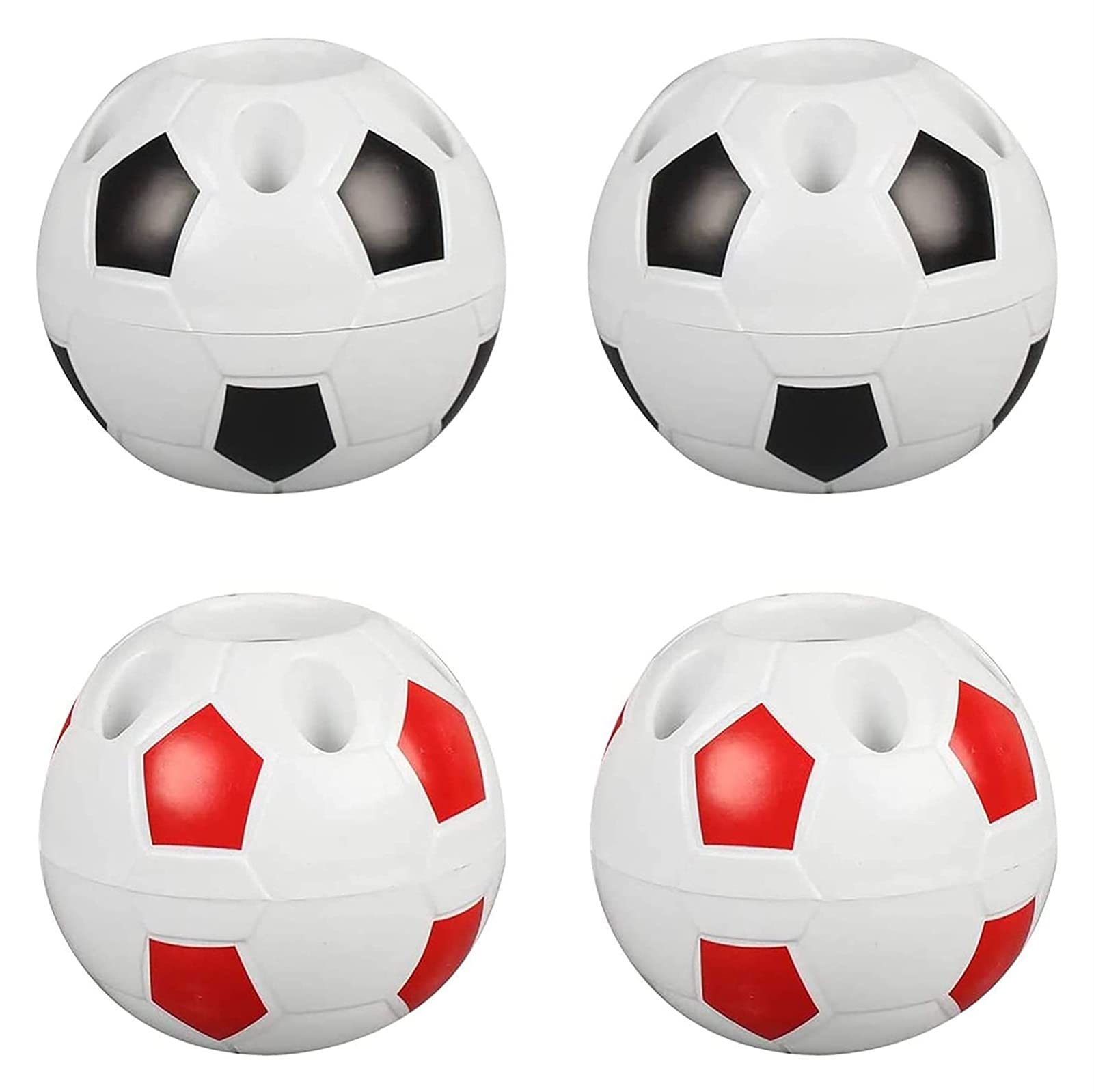 HAOKTSB 4-Piece Creative Football Pen Holder Set - Multifunctional Plastic Desk Organizer for Kids, Home & Office (Black/Red) | Perfect for School Supplies, Gift Ideas & Workspace Organization